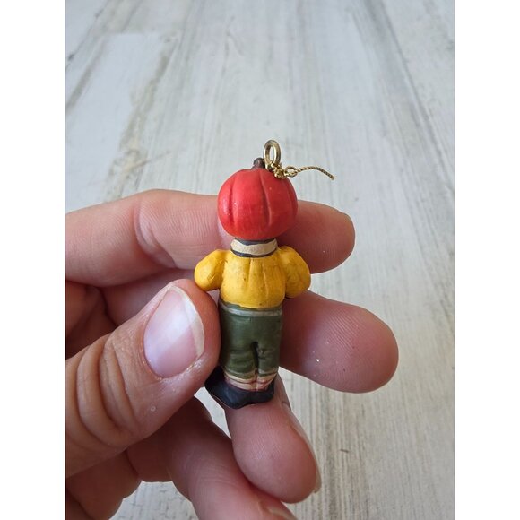 Dept 56 polliwoggs mini pumpkin Man ornament Halloween mini jack-o'-lantern shab - Picture 4 of 8